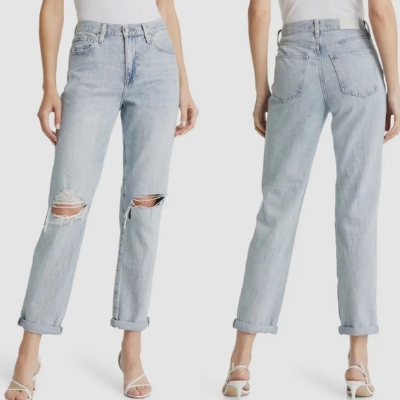 Pistola Women's Blue Ripped High-Waist Crop Straight Jeans Pants 30 distressed - Picture 1 of 4